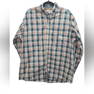 Cinch Men's Plaid Button Down Shirt Size M Blue Brown Western 100% Cotton Rodeo